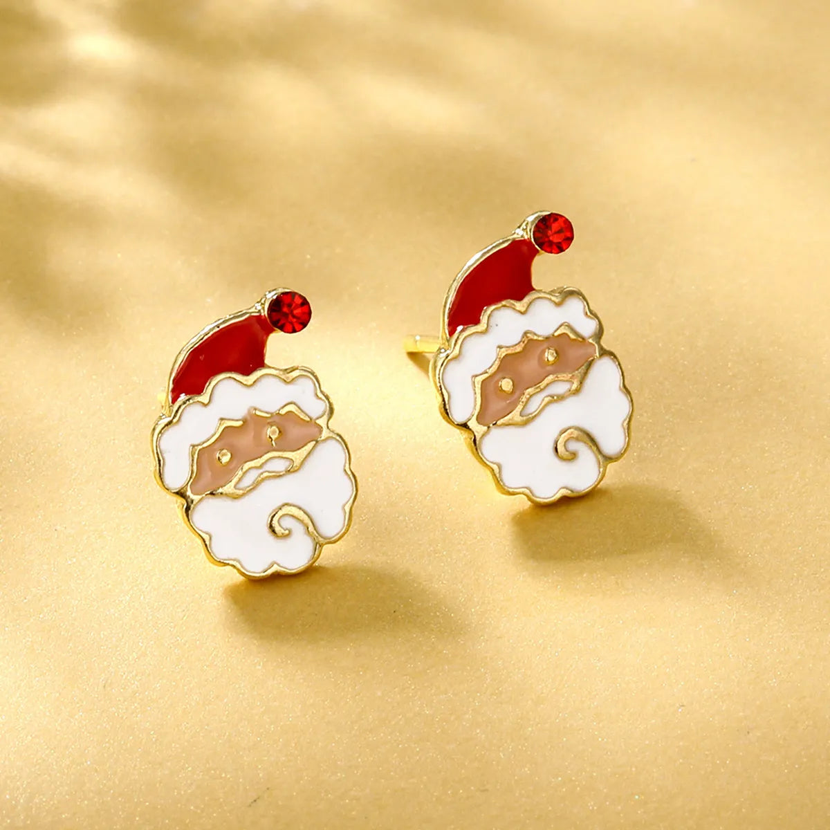 1 Pair Cute Christmas Tree Santa Claus Snowflake Inlay Alloy Rhinestones Ear Studs