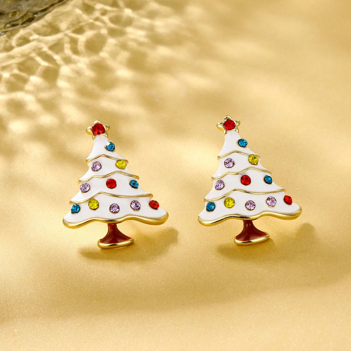 1 Pair Cute Christmas Tree Santa Claus Snowflake Inlay Alloy Rhinestones Ear Studs