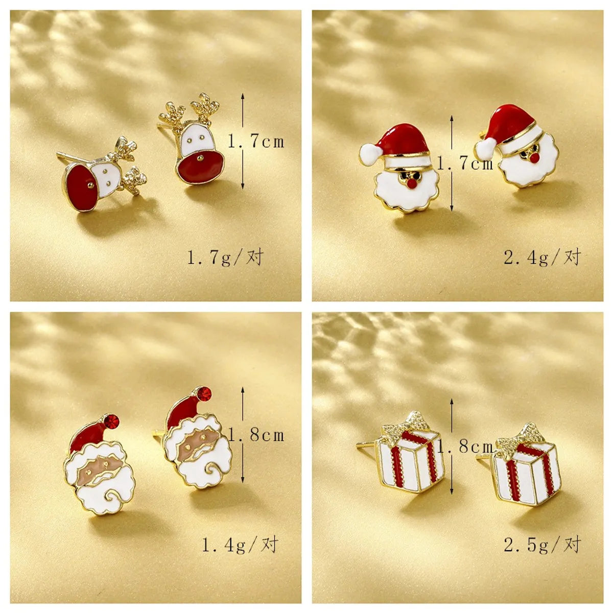 1 Pair Cute Christmas Tree Santa Claus Snowflake Inlay Alloy Rhinestones Ear Studs