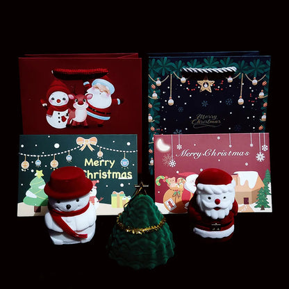 Cute Christmas Tree Santa Claus Snowman Cloth Jewelry Boxes 1 Piece