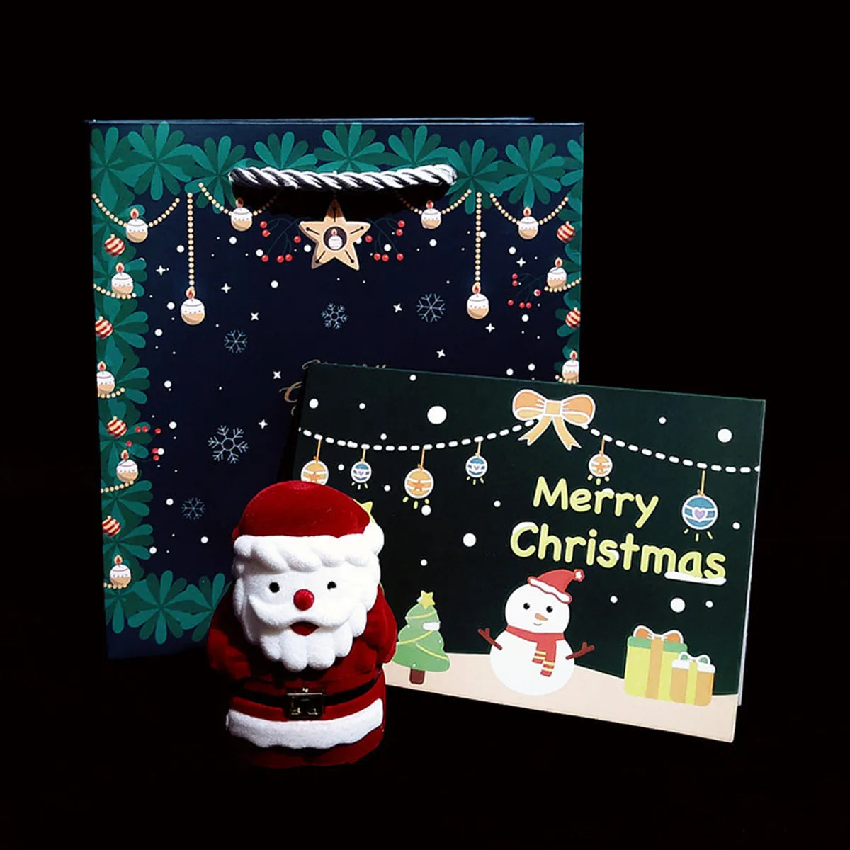 Cute Christmas Tree Santa Claus Snowman Cloth Jewelry Boxes 1 Piece