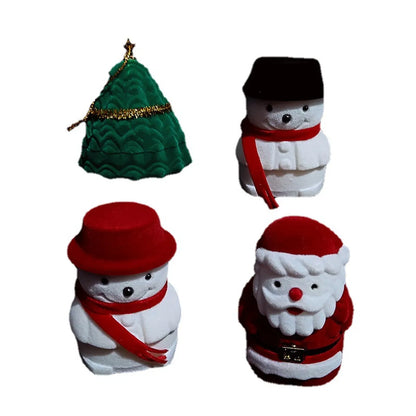 Cute Christmas Tree Santa Claus Snowman Cloth Jewelry Boxes 1 Piece