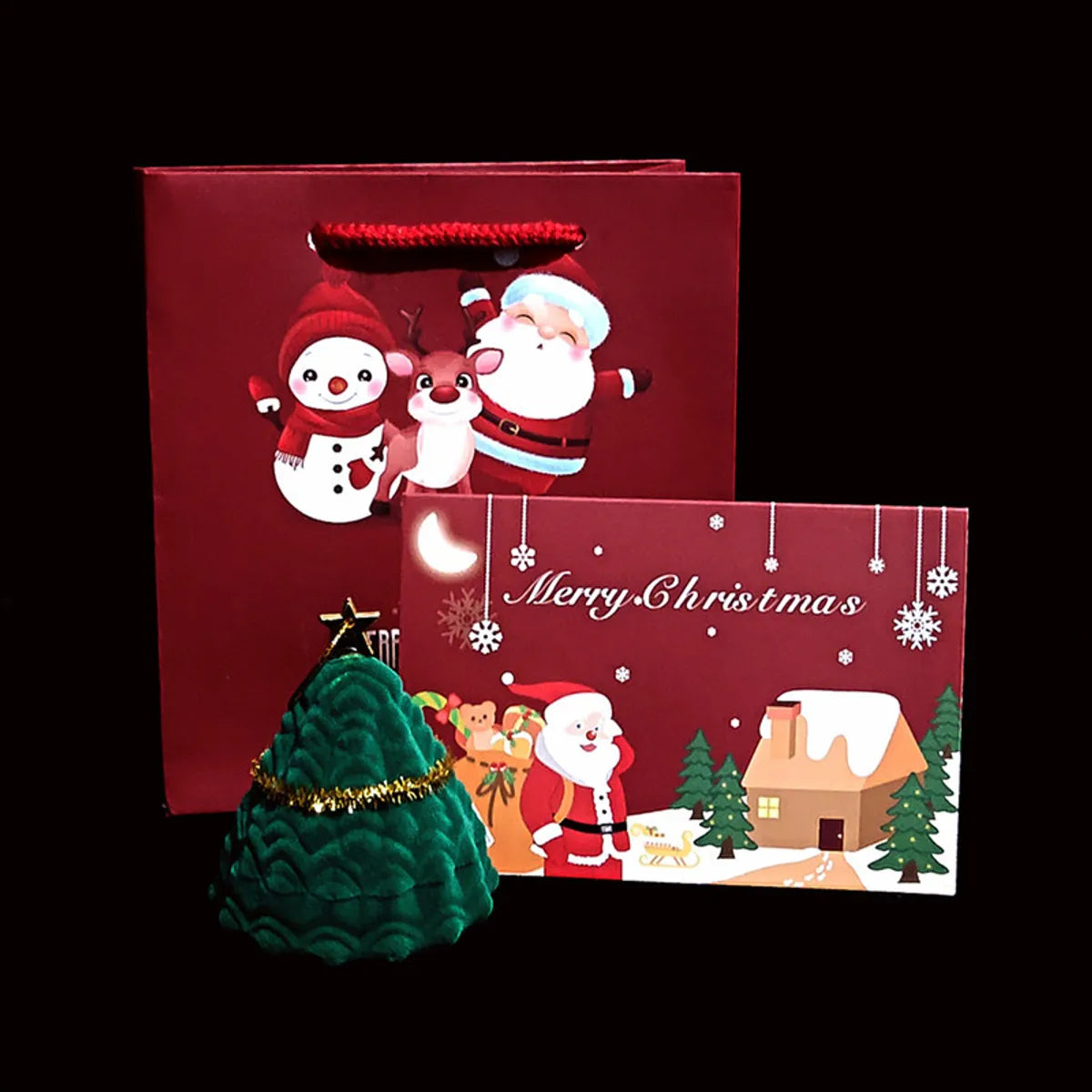 Cute Christmas Tree Santa Claus Snowman Cloth Jewelry Boxes 1 Piece