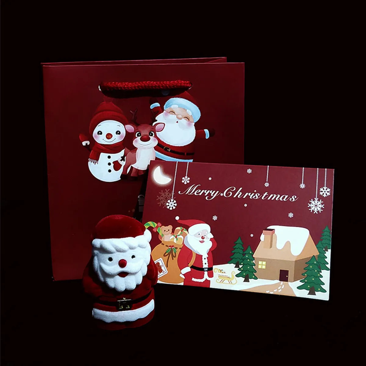 Cute Christmas Tree Santa Claus Snowman Cloth Jewelry Boxes 1 Piece