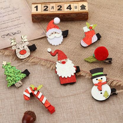 Cute Christmas Tree Snowman Alloy Hair Clip 2 Piece Set