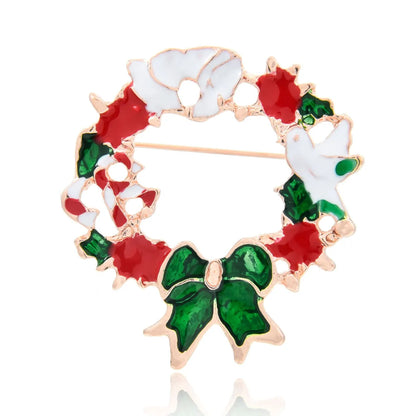 Cute Christmas Tree Snowman Alloy Rhinestone Enamel Women'S Brooches