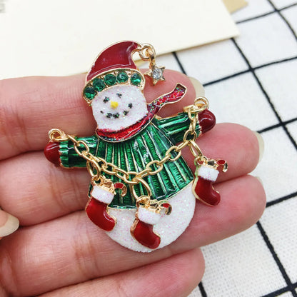 Cute Christmas Tree Snowman Elk Imitation Pearl Alloy Rhinestone Unisex Brooches