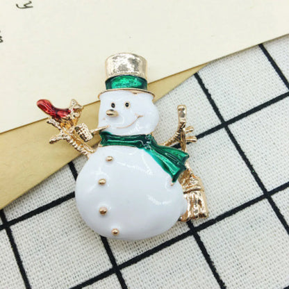 Cute Christmas Tree Snowman Elk Imitation Pearl Alloy Rhinestone Unisex Brooches