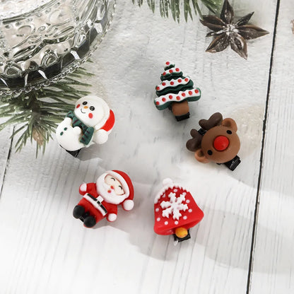 Cute Christmas Tree Snowman Elk Plastic Hair Clip