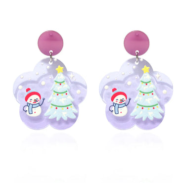 Cute Christmas Tree Snowman Plastic Women's Drop Earrings 1 Pair