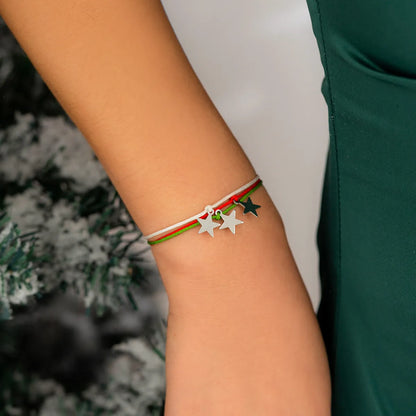 Cute Christmas Tree Snowman Snowflake Imitation Pearl Alloy Wax Line Enamel Braid Christmas Women's Bracelets