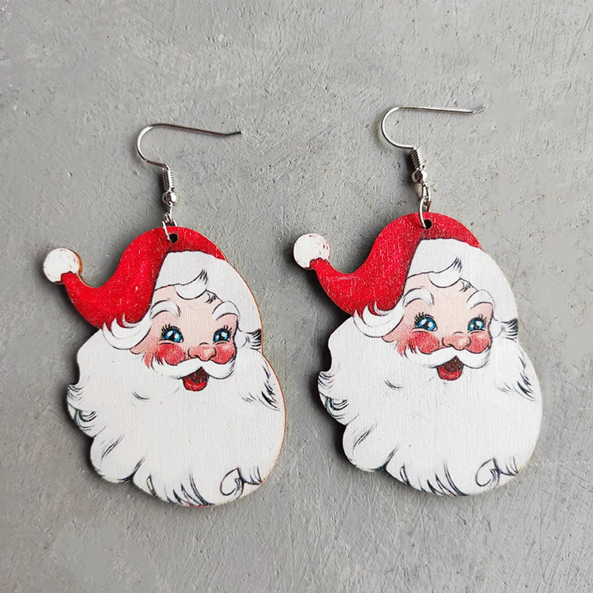 1 Pair Cute Christmas Tree Snowman Wood Drop Earrings