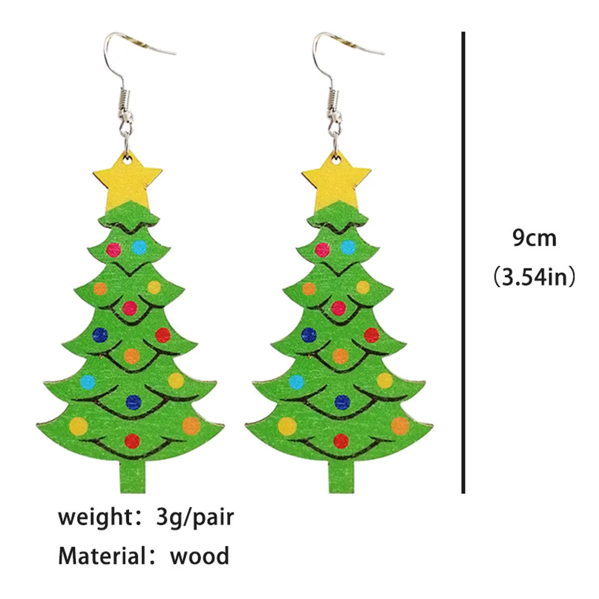 1 Pair Cute Christmas Tree Snowman Wood Drop Earrings