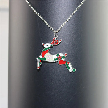 Cute Christmas Tree Sock Snowman Alloy Christmas Women's Pendant Necklace