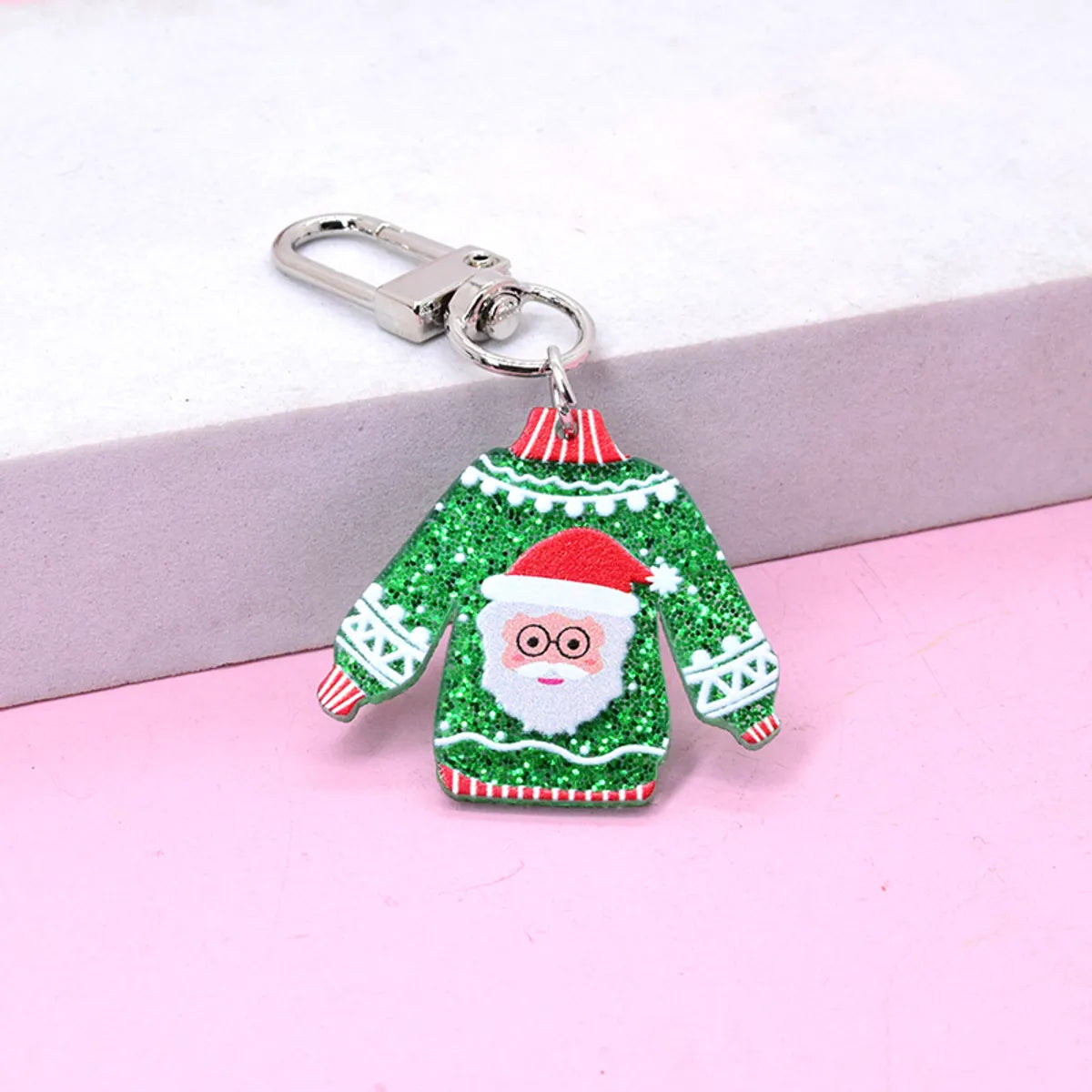 Cute Christmas Vintage Style Santa Claus Arylic Christmas Bag Pendant Keychain