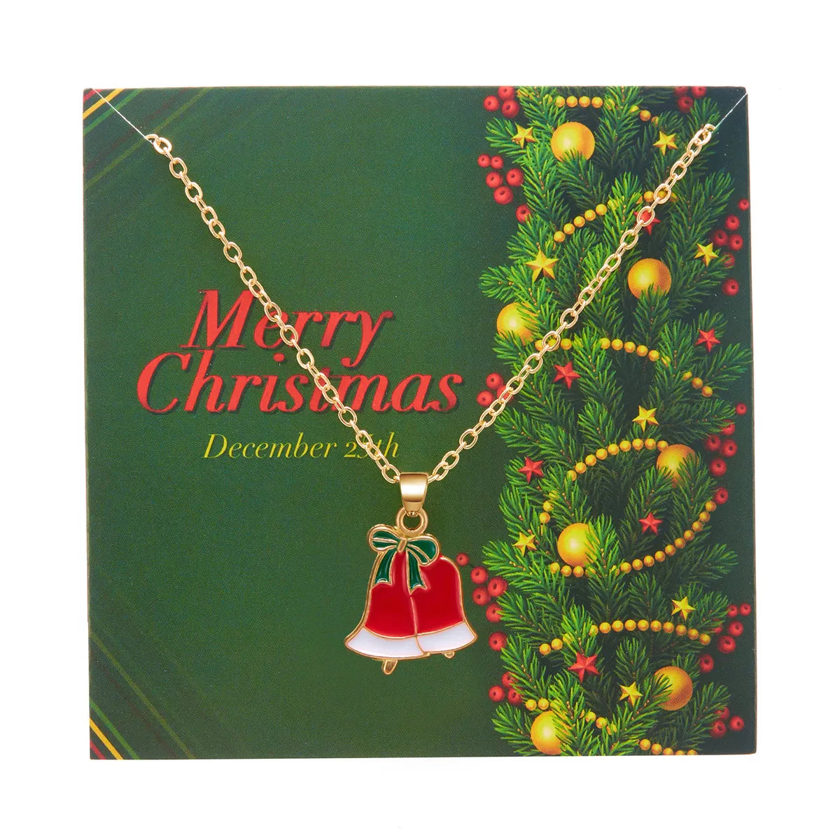 Cute Classic Style Christmas Tree Santa Claus Bell Alloy Wholesale Pendant Necklace