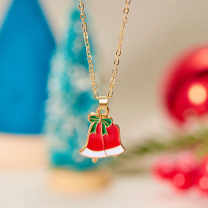 Cute Classic Style Christmas Tree Santa Claus Bell Alloy Wholesale Pendant Necklace