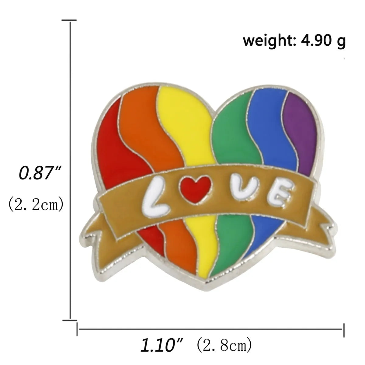 Cute Classic Style Rainbow Heart Shape Alloy Enamel Women'S Brooches