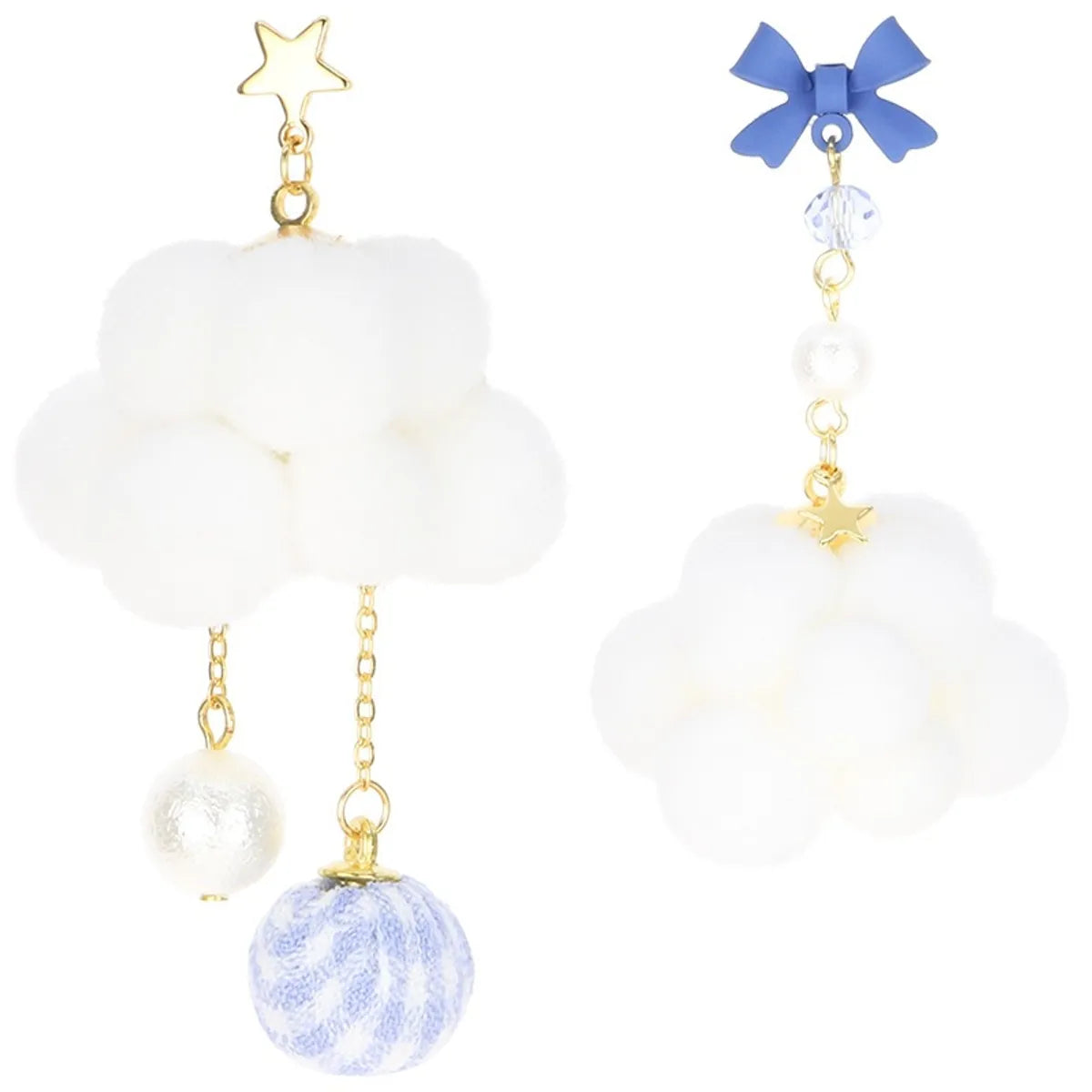 Cute Clouds Iron Copper Asymmetrical Drop Earrings Ear Studs