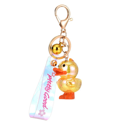 Cute Color Block Duck Pu Women'S Keychain