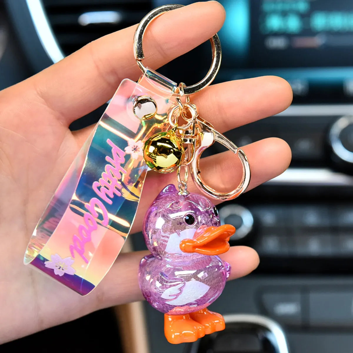 Cute Color Block Duck Pu Women'S Keychain