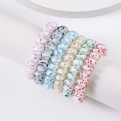 Women'S Cute Color Block Polka Dots Flower Plastic Hair Tie