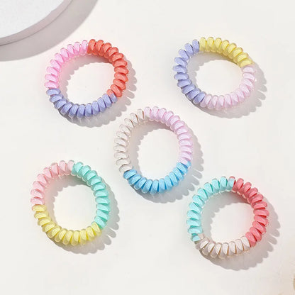 Women'S Cute Color Block Polka Dots Flower Plastic Hair Tie