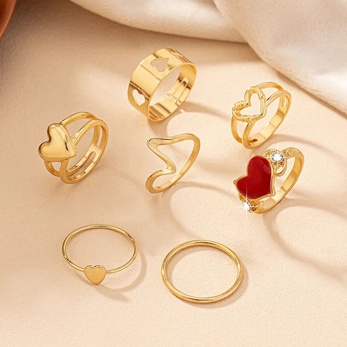 Cute Commute Korean Style Heart Shape Alloy Hollow Out Women's Rings