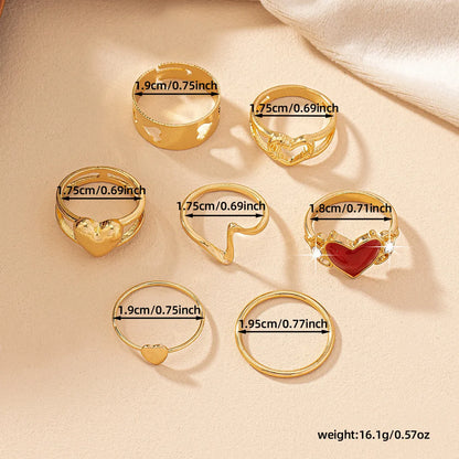 Cute Commute Korean Style Heart Shape Alloy Hollow Out Women's Rings