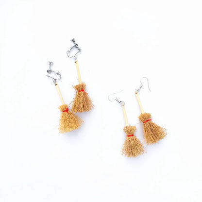 Cute Contrast Color Witch Flying Witch'S Broom Earrings Wholesale