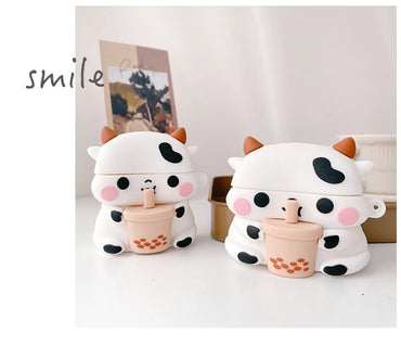 Cute Cow For Airpods Pro Protective Case Cartoon Milk Tea  Wireless Bluetooth 2 Generation Earphone Sleeves