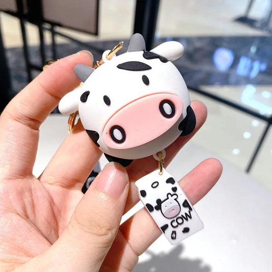 Cute Cows Silica Gel Women'S Bag Pendant Keychain