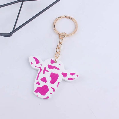 Cute Cows Wood Unisex Keychain