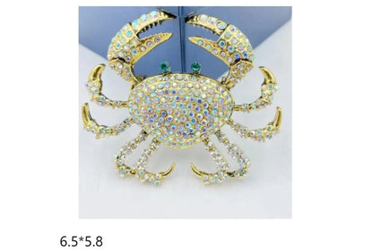 Cute Crab Alloy Artificial Crystal Unisex Brooches