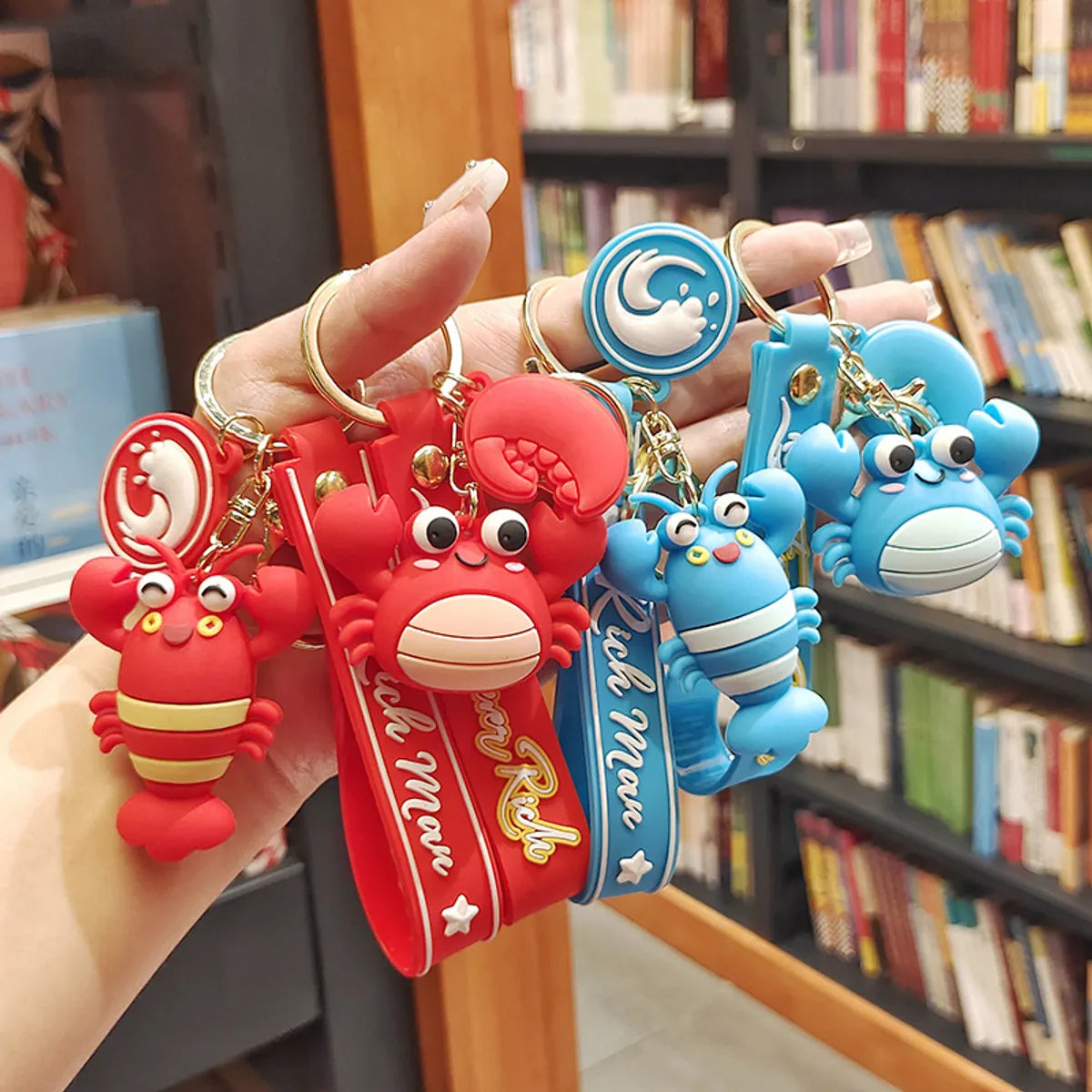 Cute Crab Lobster Pvc Metal Women'S Bag Pendant Keychain