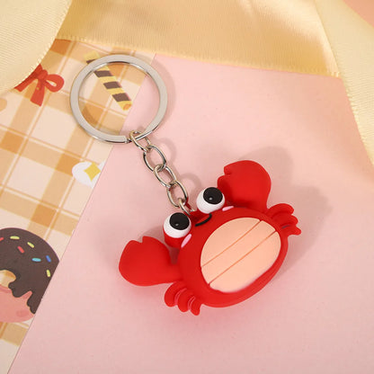 Cute Crab Lobster Pvc Metal Women'S Bag Pendant Keychain