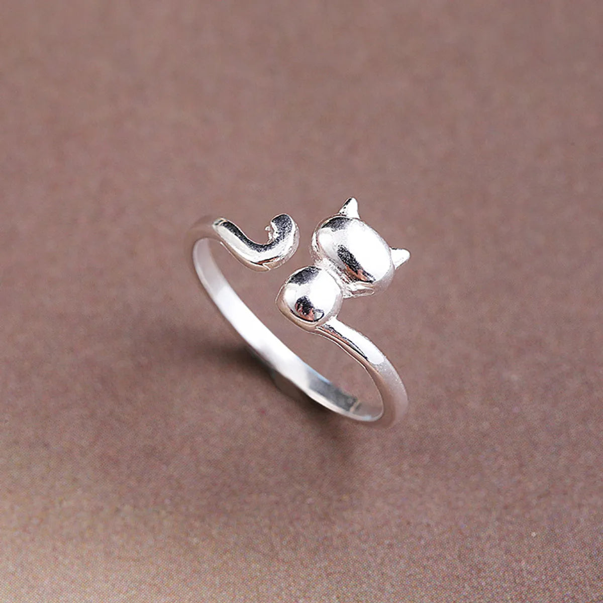 Cute Creative Small Animal Cat Open Copper Ring