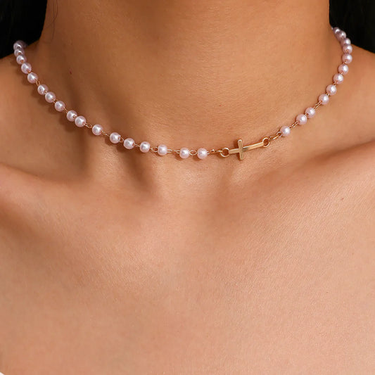 Cute Cross Imitation Pearl Alloy Wholesale