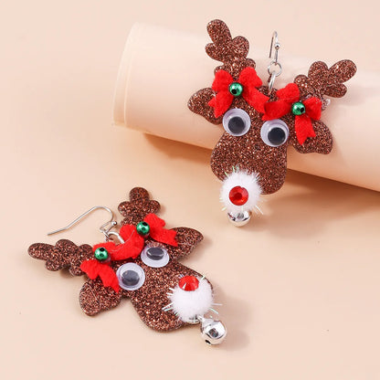 1 Pair Cute Deer Patchwork Mixed Materials Drop Earrings