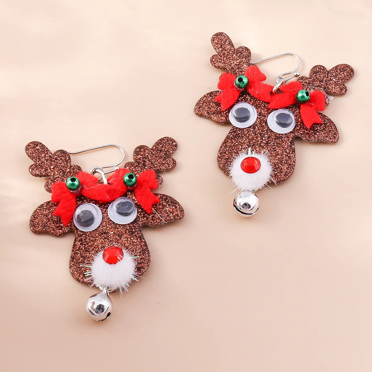 1 Pair Cute Deer Patchwork Mixed Materials Drop Earrings