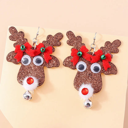 1 Pair Cute Deer Patchwork Mixed Materials Drop Earrings