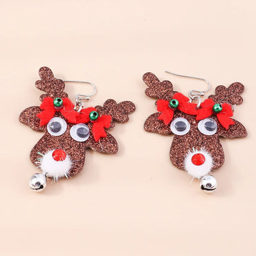 1 Pair Cute Deer Patchwork Mixed Materials Drop Earrings