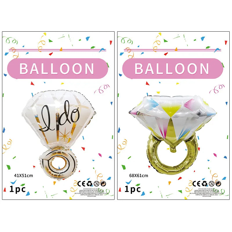 Cute Diamond Ring Aluminum Film Wedding Party Balloons