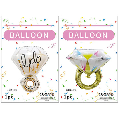 Cute Diamond Ring Aluminum Film Wedding Party Balloons