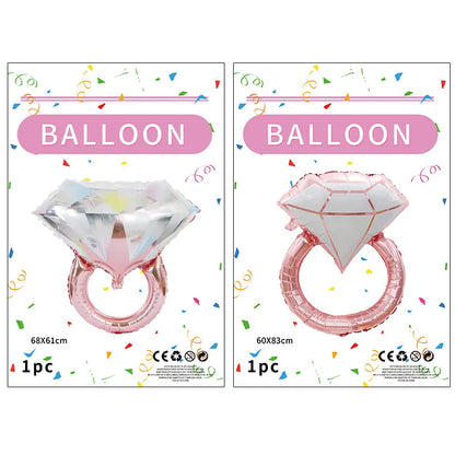 Cute Diamond Ring Aluminum Film Wedding Party Balloons