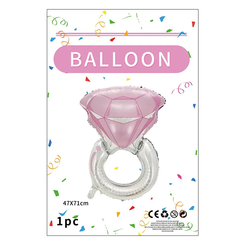 Cute Diamond Ring Aluminum Film Wedding Party Balloons