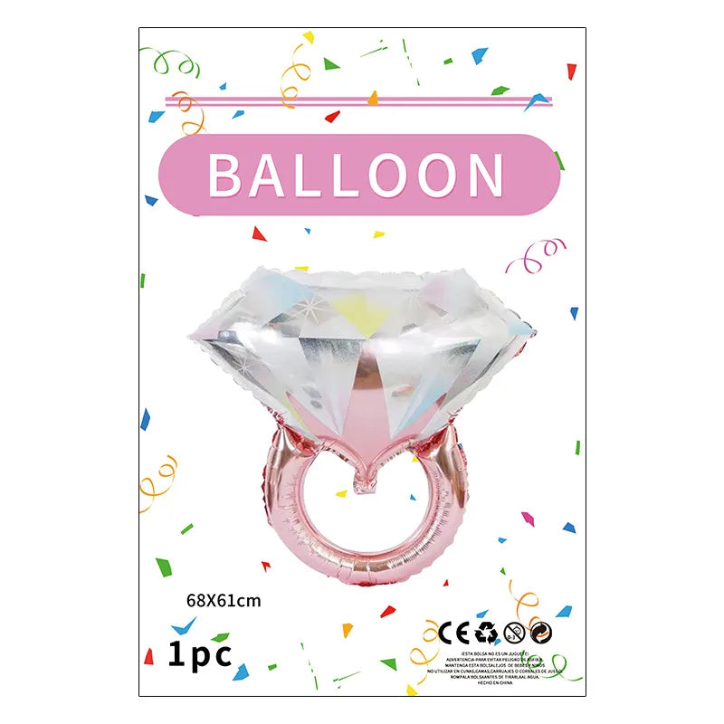 Cute Diamond Ring Aluminum Film Wedding Party Balloons