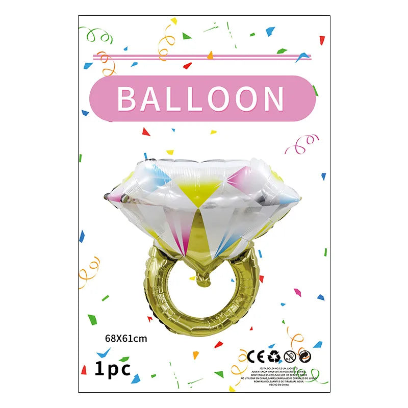 Cute Diamond Ring Aluminum Film Wedding Party Balloons