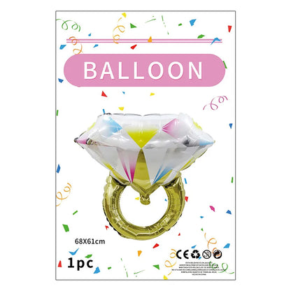 Cute Diamond Ring Aluminum Film Wedding Party Balloons