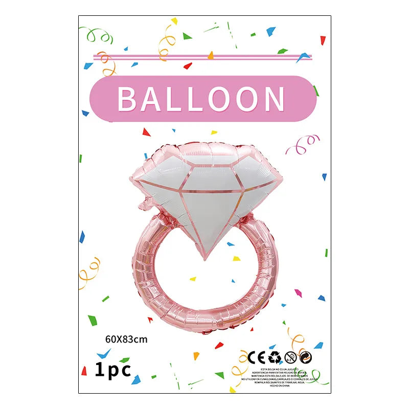 Cute Diamond Ring Aluminum Film Wedding Party Balloons